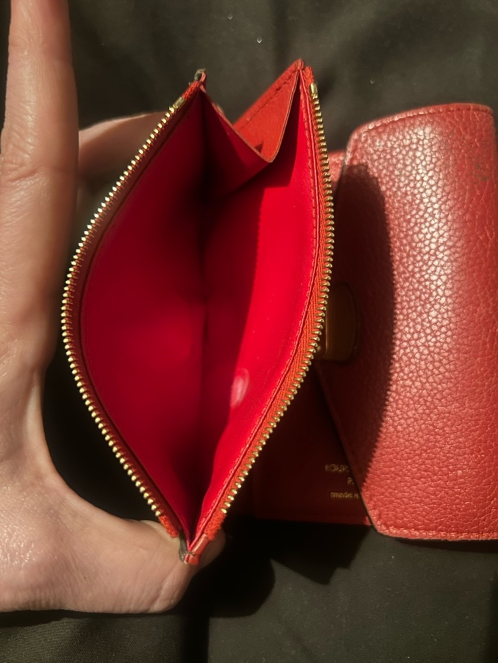 LOUIS VUITTON Pallas Compact Red & Brown LV Logo Folding Wallet - Picture 5 of 10